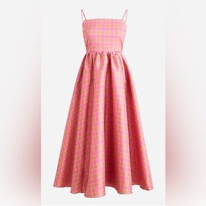 J. Crew Collection Square Neck Dress In Pink Sunset Plaid Taffeta: Size 4